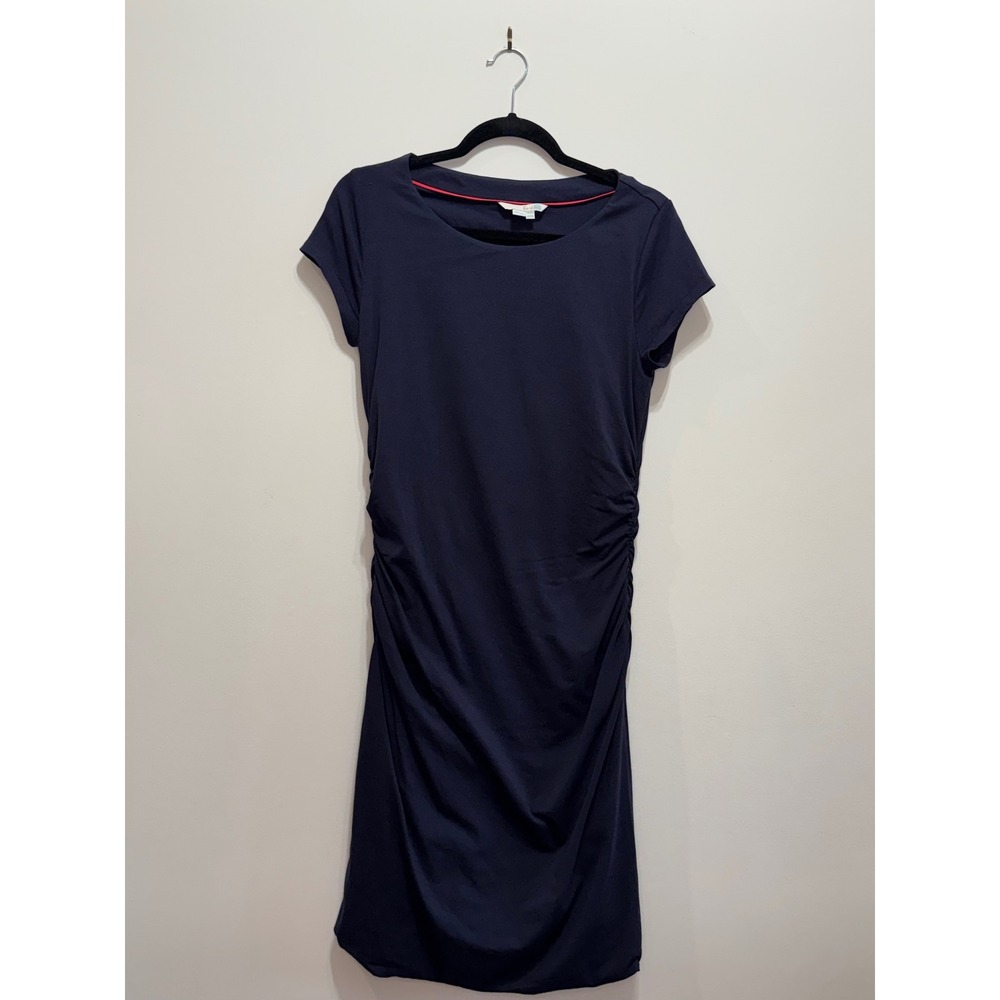 Boden Navy Blue Ruched Side Jersey Sheath Dress Short Sleeve US 12R